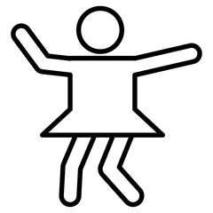 dancing women icon flat thin outline art logo