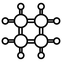 cyclobutane icon flat thin outline art logo