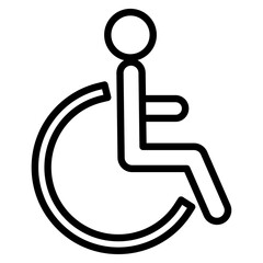 disability icon flat thin outline art logo