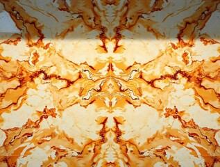 Symmetrical Polished Marble with Warm Veins