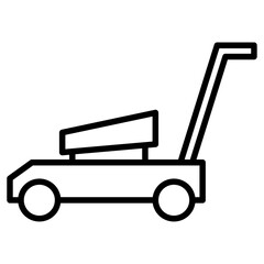 lawn mower icon flat thin outline art logo