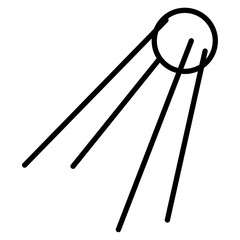 lunar sputnik icon flat thin outline art logo