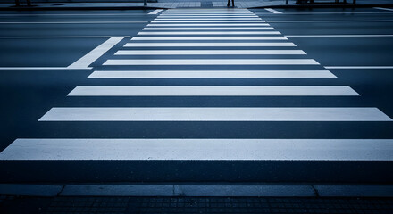 Cityscape Zebra Crossing at Night Urban Transportation Safety Perspective