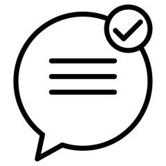 message check icon flat thin outline art logo