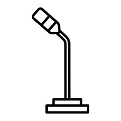 mic icon flat thin outline art logo
