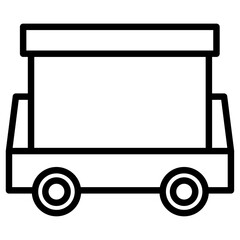 mining cart icon flat thin outline art logo