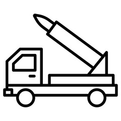 missile launcher icon flat thin outline art logo