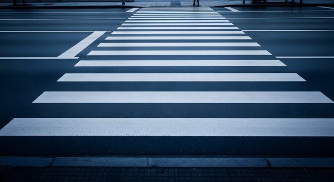 Cityscape Zebra Crossing at Night Urban Transportation Safety Perspective