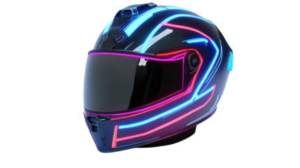 Custom-designed esports helmet with neon accents, concept art style Transparent background, PNG