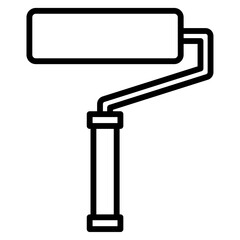 paint roller icon flat thin outline art logo