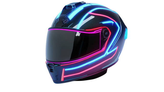 Custom-designed esports helmet with neon accents, concept art style Transparent background, PNG