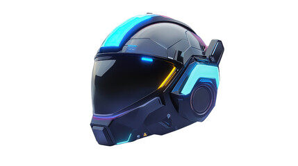 Fototapeta premium Custom-designed esports helmet with neon accents, concept art style Transparent background, PNG