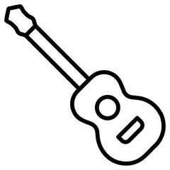 ukulele icon flat thin outline art logo