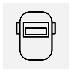 welding shield icon flat thin outline art logo