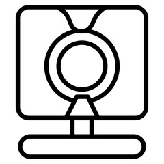 web cam icon flat thin outline art logo