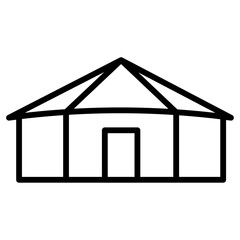 yurt icon flat thin outline art logo