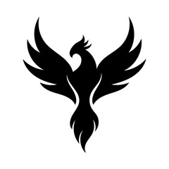 Minimalist Phoenix Bird with Flames in Silhouette for Renewal and Power Design