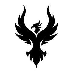 Rising Phoenix Bird in Fire Silhouette Style for Rebirth and Strength Symbolism
