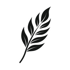 Silhouette vector icon of one long leaf