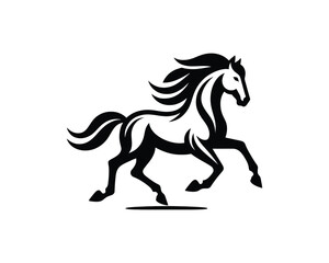 Obraz premium Galloping stallion dynamic vector silhouette for brand identity