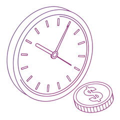 Clock and Dollar Coin Illustration time money