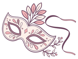 Dynamic Carnival Mask With Petal Shaped Eye Cutouts Flor Icon Set