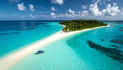 summer vacation concept, clear blue water ocean, tropical island, fancy luxury