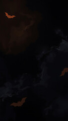 Halloween background with dark cave, bats, spiderwebs, and spooky ambiance. Suitable for Halloween party invitations, social media posts, or website banners.