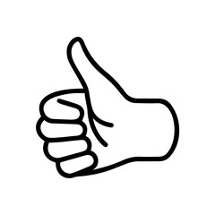 A simple linear vector illustration of a hand giving a thumbs-up gesture.