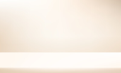 Empty Beige studio room background Space for selling products, backdrop, wallpaper, background, text. Empty Room Studio with table. Vector illustration.