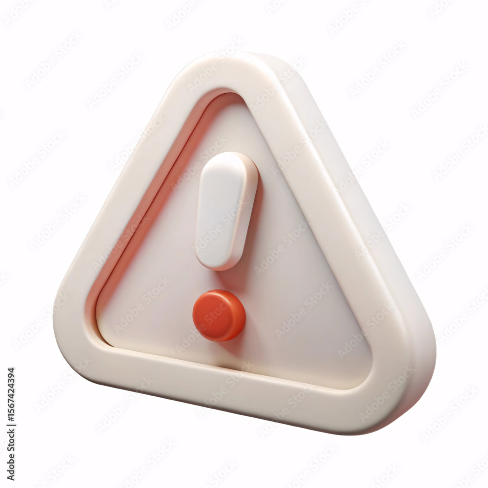 Fototapete minimalist 3d exclamation mark warning sign icon with soft curves