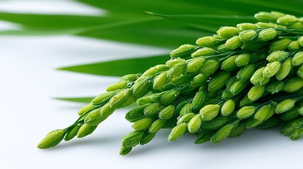 Fresh Green Rice Plants, Dew Drops, Nature's Bounty