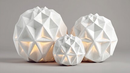 Geometric White Concrete Sphere Lamps: Modern Minimalist Home Decor