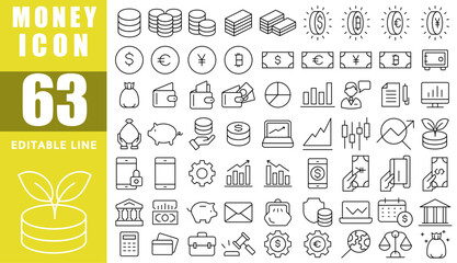 Simple icon collection related to money and investment