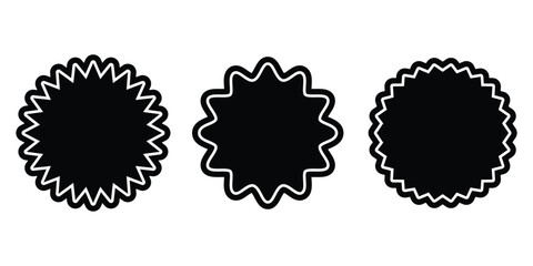 Starburst Label Silhouettes, Editable Vector Badge Set 3 Styles