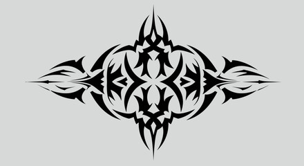 Fototapeta premium Abstract symmetrical tribal tattoo design with sharp edges for body art decor