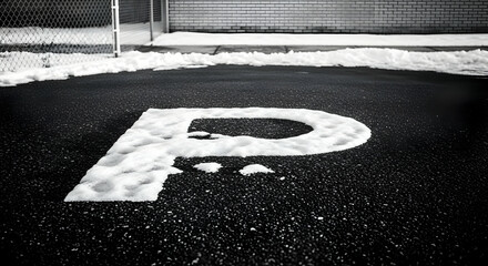 Parking Place Covered With Snow During Winter Season At Cold Weather