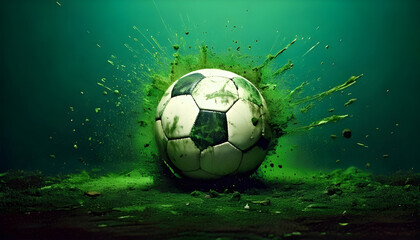 Soccer ball in a green splash