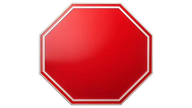 A blank red octagonal stop sign, isolated on white background, provides a clean template for various design applications