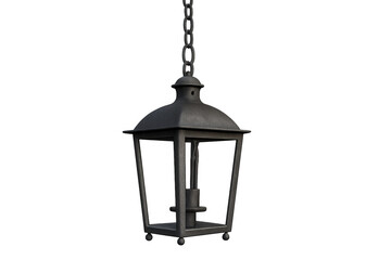 Obraz premium Classic metal lantern hanging on a chain, isolated on transparent background, perfect for lighting design projects