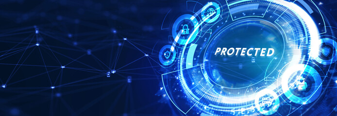 Cyber security data protection business technology privacy concept.  Protected. 3d illustration