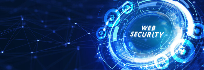 Web security. Cyber security, computer data encryption and internet protection. 3d illustration