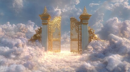 Golden Heavenly Gate Opens in Cloudscape