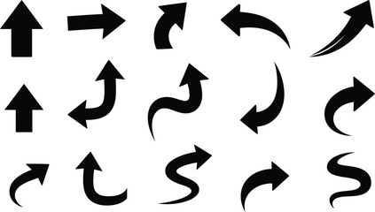 Collection of Diverse Arrow Icons Up, Down, Left, Right, Curved, and More