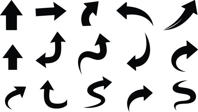 Collection of Diverse Arrow Icons Up, Down, Left, Right, Curved, and More