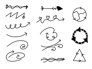 Handdrawn Doodle Arrow Illustration Set
