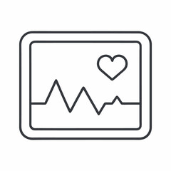 Heart Monitor Display Icon, Minimalist Vector Symbol of Cardiac Rhythm and Vital Tracking
