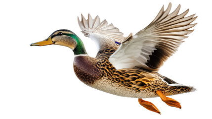 Obraz premium Duck flapping its wings mid-motion, natural movement captured Transparent background, PNG