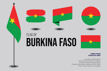 Set of Burkina Faso flag in 5 designs