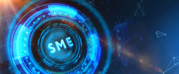 Business, technology, internet and network concept. Virtual screen of the future and sees the inscription: SME. 3d illustration